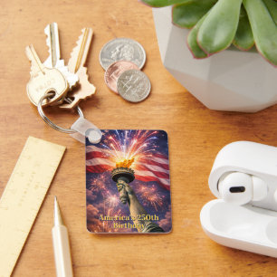 4 juli vrijheid fakkel vuurwerk USA 250ste Sleutelhanger