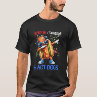 4 juli Vrijheid Vuurwerk Hotdogs Dabbing Hotdog T-shirt