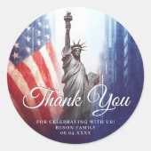 4 juli Vrijheidsbeeld Amerika Dank u wel Ronde Sticker (Voorkant)