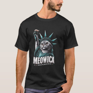 4 juli Vrijheidsbeeld Cat Meowica Onafhankelijk T-shirt