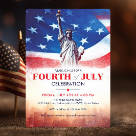 4 juli Vrijheidsbeeld en Amerikaanse vlag  kunst Kaart
