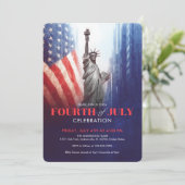  4 juli Vrijheidsbeeld en vlag van de VS Kaart (Staand voorkant)