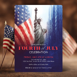  4 juli Vrijheidsbeeld en vlag van de VS Kaart