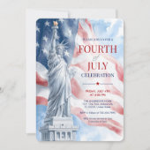 4 juli Vrijheidsbeeld & VS Vlag Illustratie Kaart (Voorkant)