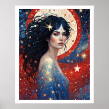 4 juli Vrouw in rood vuurwerk Art Deco