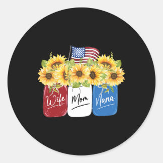 4 juli vrouw mam Nana Sunflower met Amerikaans Ronde Sticker