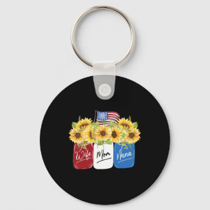 4 juli vrouw mam Nana Sunflower met Amerikaans Sleutelhanger