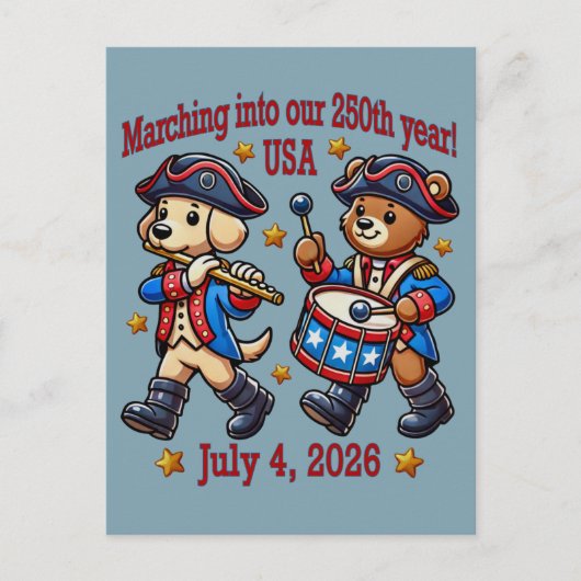 4 juli VS 250e verjaardag Semiquincentennial Briefkaart (Voorkant)