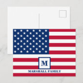 4 juli VS Amerikaanse Vlag Aangepast Monogram Briefkaart (Voorkant / Achterkant)