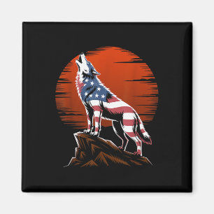 4 juli VS Amerikaanse vlag Wolf Patriottische Wolf Magneet