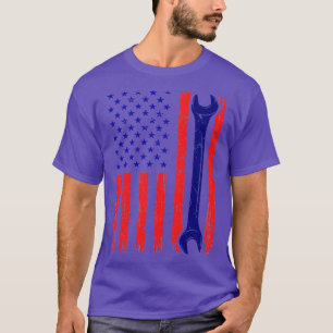 4 juli VS Amerikaanse Vlag Wrench Mechanic Vin T-shirt