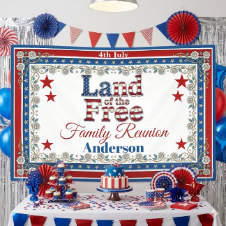 4 juli VS Land van de Vrije Familiebijeenkomstfees Spandoek