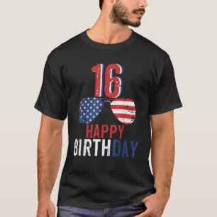 4 juli VS Merica Happy Birthday 16 jaar oud T-shirt