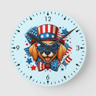 4 juli VS Patriottische Hond Onafhankelijkheidsdag Ronde Klok