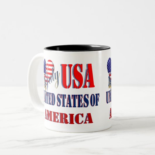 4 juli VS T-Shirt Classic Round Sticker Coff Tweekleurige Koffiemok (Voorkant links)