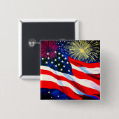 4 juli VS-vlag #2 Vierkante Button 5,1 Cm (Voorkant /achterkant)