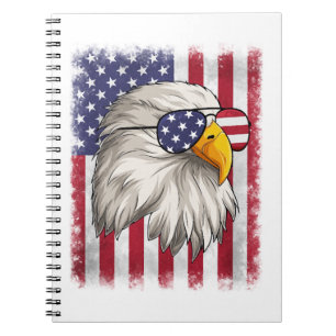 4 juli VS vlag Amerikaanse patriottische adelaar Notitieboek