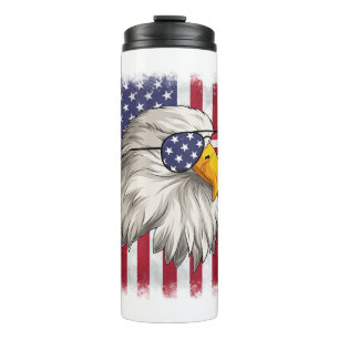 4 juli VS vlag Amerikaanse patriottische adelaar Thermosbeker