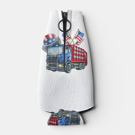 4 juli Vuilniswagen Funny Shirt Mannen Vrouwen Flesjeskoeler (Achterkant)