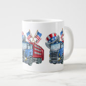 4 juli Vuilniswagen Funny Shirt Mannen Vrouwen Grote Koffiekop (Voorkant rechts)