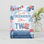 4 juli Vuurwerk 2e Verjaardagsfeest Kaart (Staand voorkant)