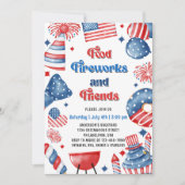 4 juli Vuurwerk Amerika Vlag BBQ Party Kaart (Voorkant)