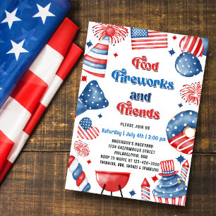 4 juli Vuurwerk Amerika Vlag BBQ Party Kaart