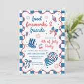 4 juli Vuurwerk Amerika Vlag BBQ Party Kaart (Staand voorkant)