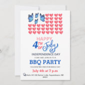 4 juli Vuurwerk Amerika Vlag BBQ Rood Wit B Feestdagenkaart (Voorkant)