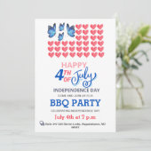 4 juli Vuurwerk Amerika Vlag BBQ Rood Wit B Feestdagenkaart (Staand voorkant)