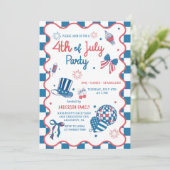 4 juli Vuurwerk BBQ Feestuitnodiging Kaart (Staand voorkant)