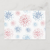 4 juli Vuurwerk Bruiloftsshower Cadeau Registratie Informatiekaartje (Achterkant)