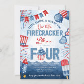 4 juli Vuurwerk Draaien VIER Verjaardagsfeest Kaart (Voorkant)