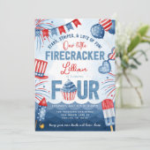 4 juli Vuurwerk Draaien VIER Verjaardagsfeest Kaart (Staand voorkant)