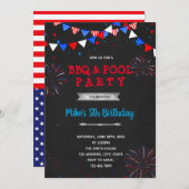 4 juli vuurwerk een verjaardagl kaart (Voorkant / Achterkant)