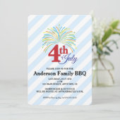 4 juli Vuurwerk | Familie BBQ Uitnodigen Kaart (Staand voorkant)
