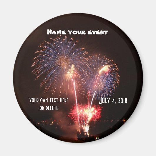 4 juli Vuurwerk Feest Magneet (Voorkant)