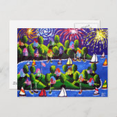 4 juli Vuurwerk Folk Art Briefkaart (Voorkant / Achterkant)