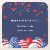 4 juli Vuurwerk Gepersonaliseerd Feest Kartonnen Onderzetters (Voorkant)