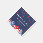 4 juli Vuurwerk Gepersonaliseerd Feest Servet (Hoek)