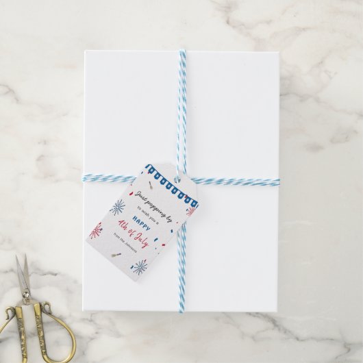 4 juli Vuurwerk Happy Fourth Independence Cadeaulabel (Met Touw)
