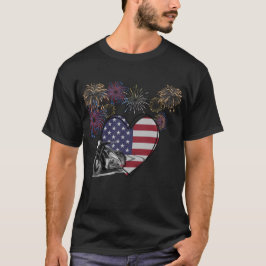 4 juli vuurwerk hart motorfiets t-shirt