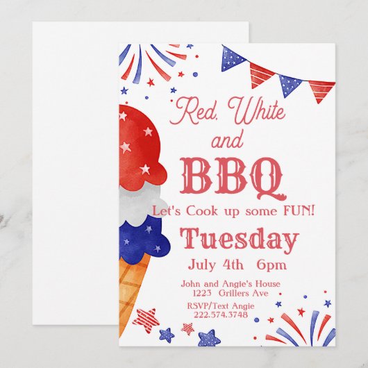 4 juli, Vuurwerk, IJs Kaart (Voorkant / Achterkant)