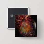 4 juli vuurwerk knop vierkante button 5,1 cm (Voorkant /achterkant)