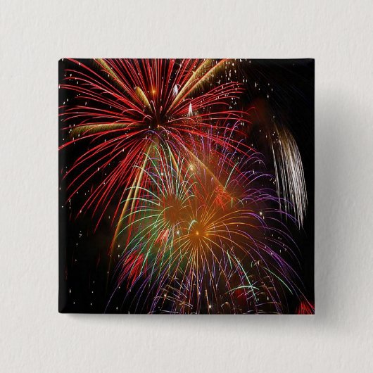 4 juli vuurwerk knop vierkante button 5,1 cm (Voorkant)
