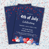4 juli vuurwerk moderne blauwe feest kaart