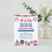 4 juli Vuurwerk Onafhankelijkheidsdag BBQ Briefkaart (Staand voorkant)