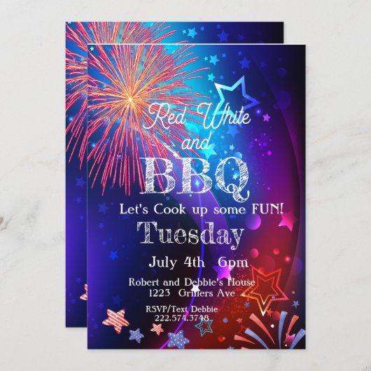 4 juli, Vuurwerk, Onafhankelijkheidsdag Kaart (Voorkant / Achterkant)