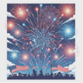 4 juli Vuurwerk – Onafhankelijkheidsdag Sticker (Voorkant)