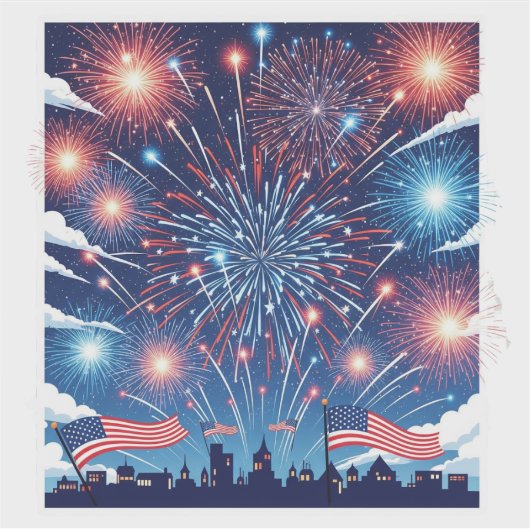 4 juli Vuurwerk – Onafhankelijkheidsdag Sticker (Voorkant)